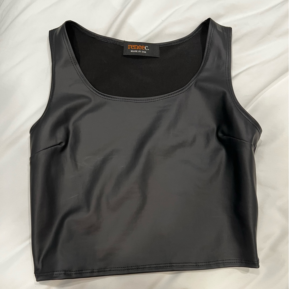 Black Leather cropped top